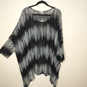 Alberto Makali Sharkbite Tunic Semi Sheer Open Knit Blurred Stripe